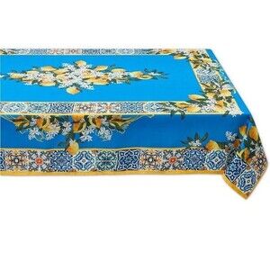 Provence Blue Lemon Mediterranean Tile Tabletop 60x84 Stunning Party Decor!
